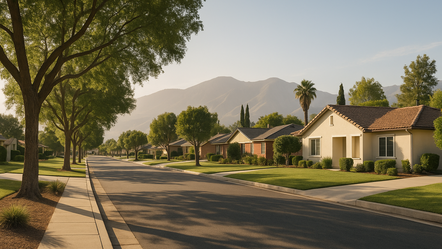 Southern California residential neighborhood scene illustrating Fontana move-up buyer guide for space, commute, and value: questions buyers ask for DANIEL AMINI and Advent Manor Real Estate.